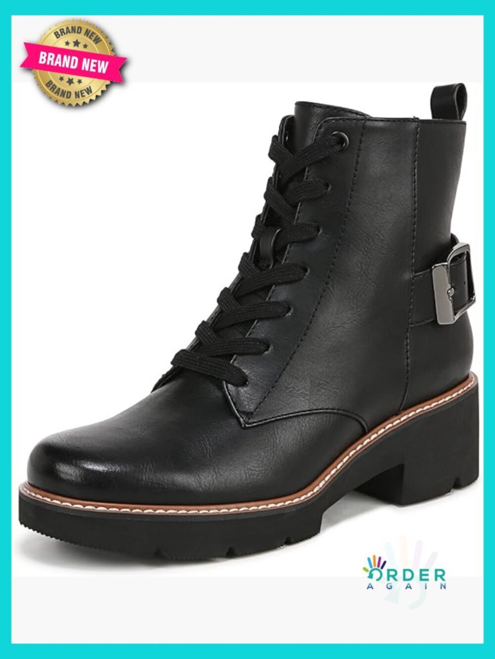 Women's Lace Up Combat Bootie Ankle Boots Side Zip Chunky Heel Causal